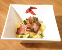 Spaghettis végétaux au lard fumé