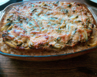 Gratin de courgettes au riz et à la farce