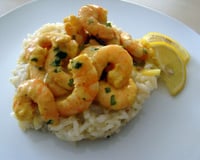 risotto aux poireaux et coteaux du Layon et ses crevettes curry-coco