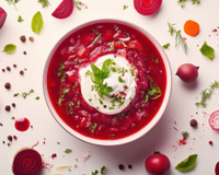 Petite soupe glacée et ses billes de gaufrettes