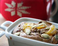 Moelleux aux clémentines de Corse, farine de châtaignes et graines de courge