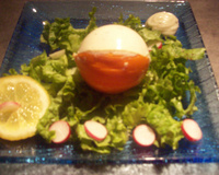 Sphère de panna cota au surimi