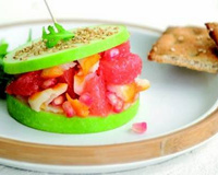 Burger de pomme verte, pamplemousse de Floride, haddock et grenade
