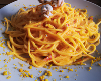 Spaghettis marines au safran