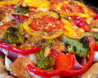 Pizza multicolore ! Brocolis, Jambon et Mozzarella