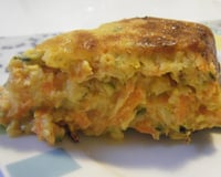 Quiche sans pâte et avec des carottes, courgettes, curry