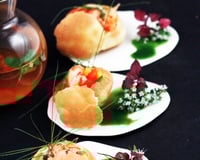 Pani puri aux écrevisses et au gingembre