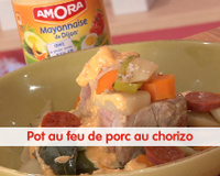 Pot au feu de porc au chorizo de mayonnaise et légumes croquants