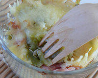 Gratin poireau chèvre et bacon