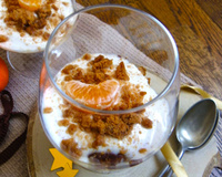 Trifle aux clémentines de Corse, chocolat noir, spéculoos et yaourt soja