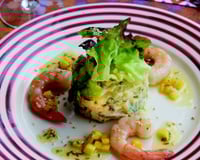 Salade de Chérie à l'indienne et gambas rôties