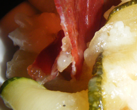 Risotto aux courgettes, mascarpone, parmesan et jambon de bayonne