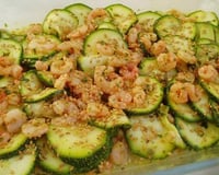 Courgettes et crevettes marinées au curry