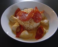 Riz pilaf au paprika et poulet coco