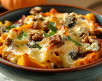 Gratin de butternut, noix et roquefort