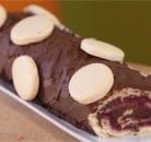 Bûche au chocolat et framboises