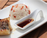 Pavé de lieu jaune demi-sel, laquage soja-mirin