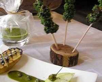 Cagouilles aux herbes sauvages, pommes de Terre et crème pistachée