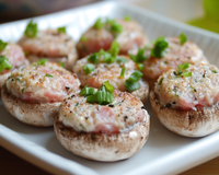 Champignons de Paris farcis au fromage blanc et au jambon