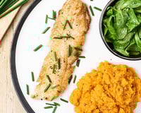 Filets de merlan, purée de patates douces