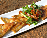 Raviolis tout surimi, farce à la pomme parfumée au raifort