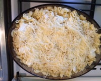 Gratin de pâtes aux champignons et à la mozzarella