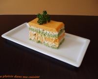 Mille-feuilles de carottes, brocoli et surimi