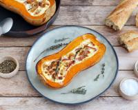 Butternut rôti au jambon et fromage de chèvre