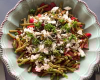 Salade de haricot verts, poivron, feta et graines de tournesol