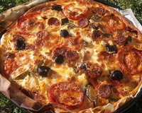 Pizza aux légumes et chorizo