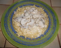 Pâtes aux escalopes champignons à la crème