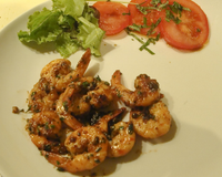 Gambas à la crème fraîche flambées au whisky