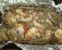 Papillote de poulet aux haricots verts et pommes de terre