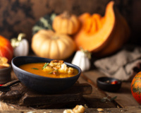 La soupe à la citrouille et ses croutons maison