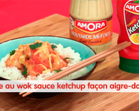 Lotte au wok sauce ketchup façon aigre-douce