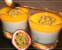 Verrine de panna cotta à la cardamome et gelée mangue passion