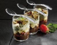 Verrines de tomates confites et olives à l'Emmental de Savoie