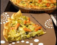 Tarte aux poireaux et dés de saumon fumé