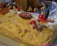Une bûche roulée, avec une crème de tiramisu, plus légère que la traditionnelle crème au beurre