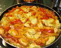 Mango-poulet, et son riz au gingembre