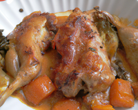 Cailles à l'alsacienne, gratin de potimarron