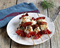 Brochettes de lotte au chorizo et tomates séchées