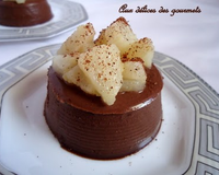 Un dessert italien, une panna cotta chocolatée aux poires caramélisées.L'alliance, entre la teneur du chocolat et le fondant des poires caramélisées, est excellente.J'ai…