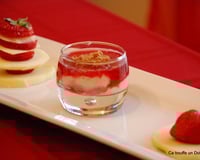 Riz au lait et coulis de framboise