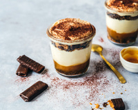 Tiramisu caramel beurre salé & crêpes dentelle chocolat noir