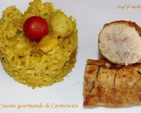 Œuf de poisson de merlu (ou rogue) et risotto de curry aux calamars