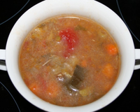 Potage légumes, poulet, œuf dur