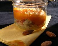 Le mélange étonnant et subtil du potimarron et des fruits de mer cuisinés comme un 'fish pie'..le tout présenté en verrines pour une entrée raffinée.