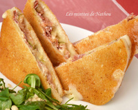 Croques aux figues et noisettes grillées, jambon cru, Boursin et Reblochon