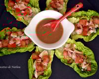 Sucrines au poulet et tomates, vinaigrette à la moutarde, balsamique et citron